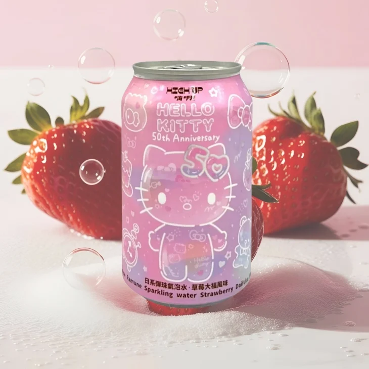 Hello Kitty 50th Anniversary Strawberry Sparkling Water High Up (Taiwan)