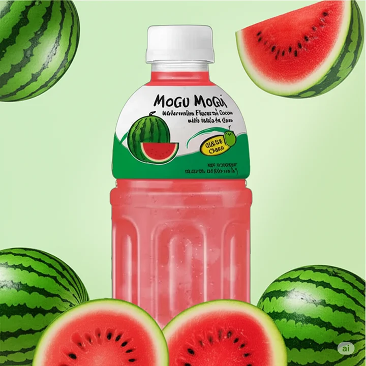 Watermelon Flavour Mogu Mogu Drink (France)